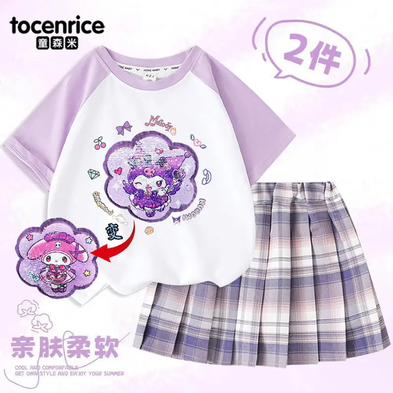 Kuromi Anime Kawaii Sanrio Ins Short Sleeved Shirt Pants Set Cute Children My Melody Casual Pleated Skirt Two-piece Set Gifts
Kuromi Anime Kawaii Sanrio Ins Short Sleeved Shirt Pants Set Cute Children My Melody Casual Pleated Skirt Two-piece Set Gifts