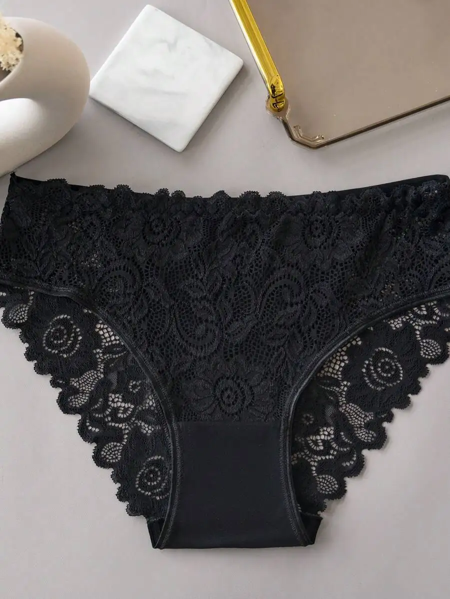 Black Floral Lace Panties Womens Briefs Underwear
Black Floral Lace Panties Womens Briefs Underwear