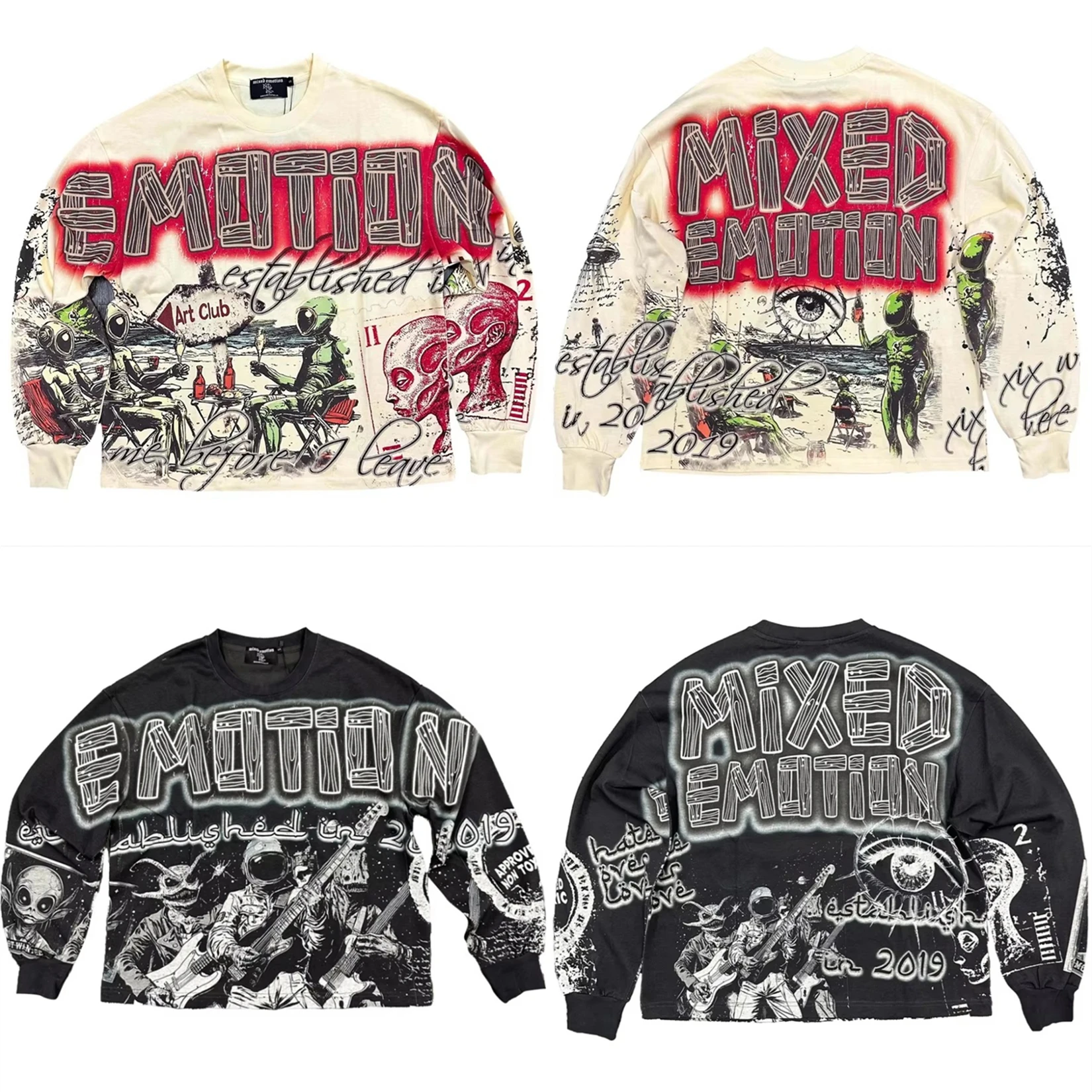 25fw Mixed Emotion Long Sleeve Alien Cartoon Print T-shirt Men Women Top Version T Shirt Top Tees
25fw Mixed Emotion Long Sleeve Alien Cartoon Print T-shirt Men Women Top Version T Shirt Top Tees