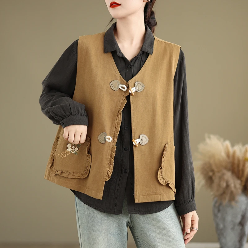 Summer New Short Sleeveless Vest Women Loose Embroidery Artistic Retro Simple Cotton Retro Vest Top Versatile Color
Summer New Short Sleeveless Vest Women Loose Embroidery Artistic Retro Simple Cotton Retro Vest Top Versatile Color