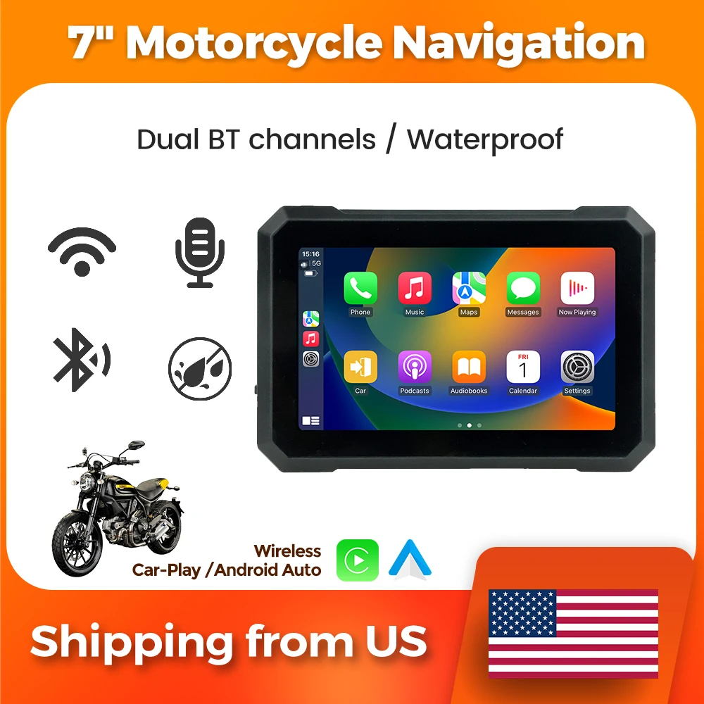MEKEDE U.S Warehouse 7'' Portable Motorcycle Wireless Carplay GPS Navigation Touch Screen Display IPX7 Waterproof Car Radio play
MEKEDE U.S Warehouse 7'' Portable Motorcycle Wireless Carplay GPS Navigation Touch Screen Display IPX7 Waterproof Car Radio play
