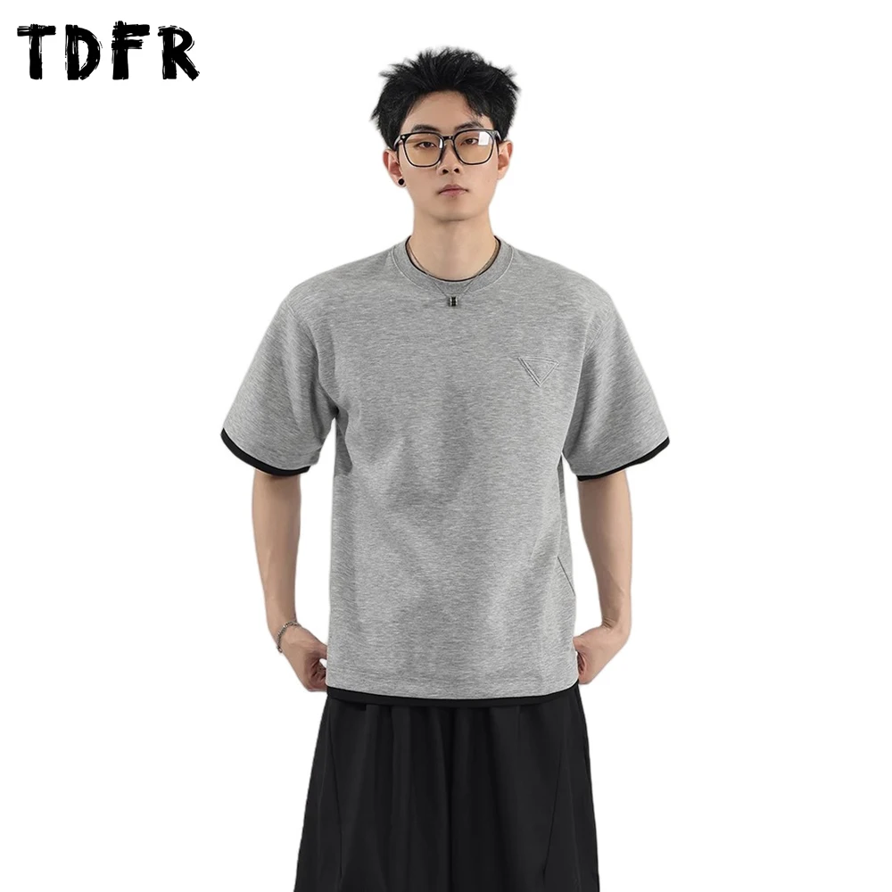 Patch Spliced Fake Two Pieces Short Sleeve T-shirt Mens Casual Simple Summer Loose Crew Neck Half-Sleeve tee Men
Patch Spliced Fake Two Pieces Short Sleeve T-shirt Mens Casual Simple Summer Loose Crew Neck Half-Sleeve tee Men