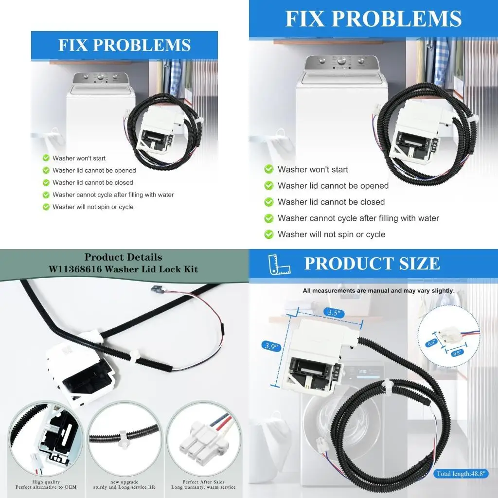 652F Washer Lid Lock Asembly Washer Machine Lid Lock Switches and Wire Harness Replacement Clothes Washer Lid Lock WH08X32657
652F Washer Lid Lock Asembly Washer Machine Lid Lock Switches and Wire Harness Replacement Clothes Washer Lid Lock WH08X32657
