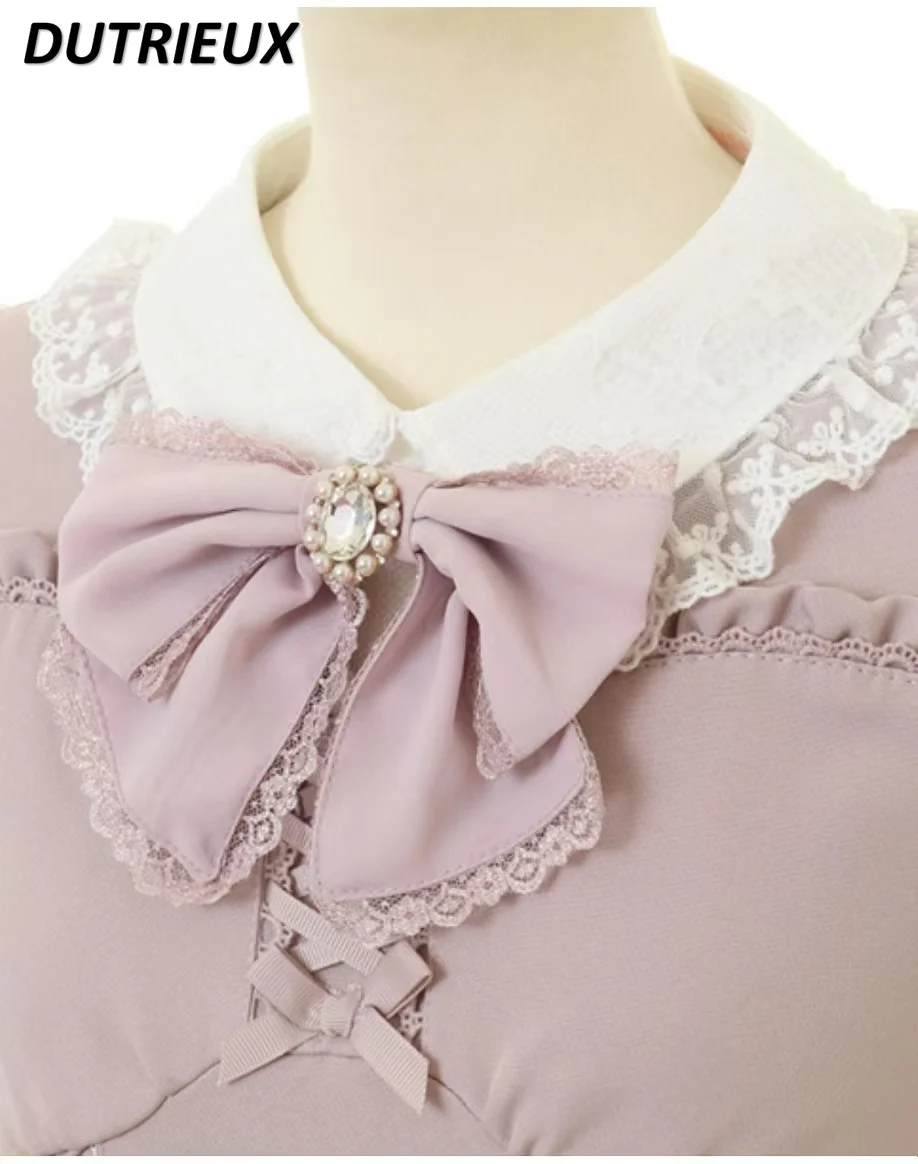 Japanese Sweet Cute Girl Long-sleeved Doll Collar Slimming Top Layer Cake Bow Lace-up Dress and Base Shorts Two Piece Set
Japanese Sweet Cute Girl Long-sleeved Doll Collar Slimming Top Layer Cake Bow Lace-up Dress and Base Shorts Two Piece Set