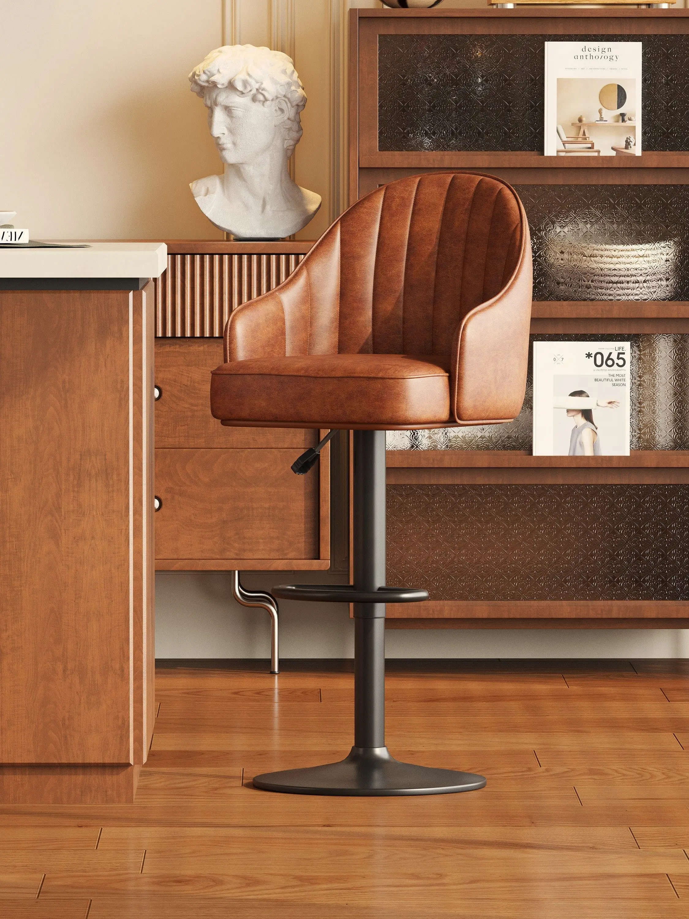 Household Bar Chair, Retro Island Chair with High-end Lift, Bar Black Backrest
Household Bar Chair, Retro Island Chair with High-end Lift, Bar Black Backrest
