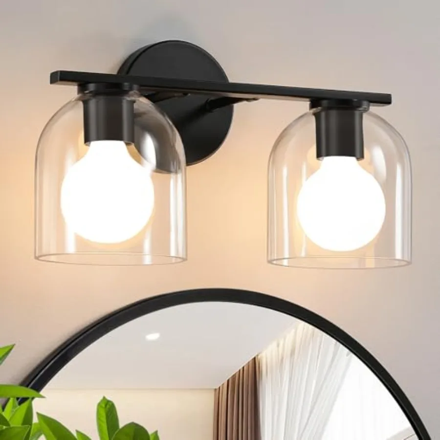 Bathroom Vanity Light Fixtures: 14.2 Inch Modern Vanity Lighting Fixtures Over Mirror with Clear Glass Shade 2 Light Fixtures f
Bathroom Vanity Light Fixtures: 14.2 Inch Modern Vanity Lighting Fixtures Over Mirror with Clear Glass Shade 2 Light Fixtures f