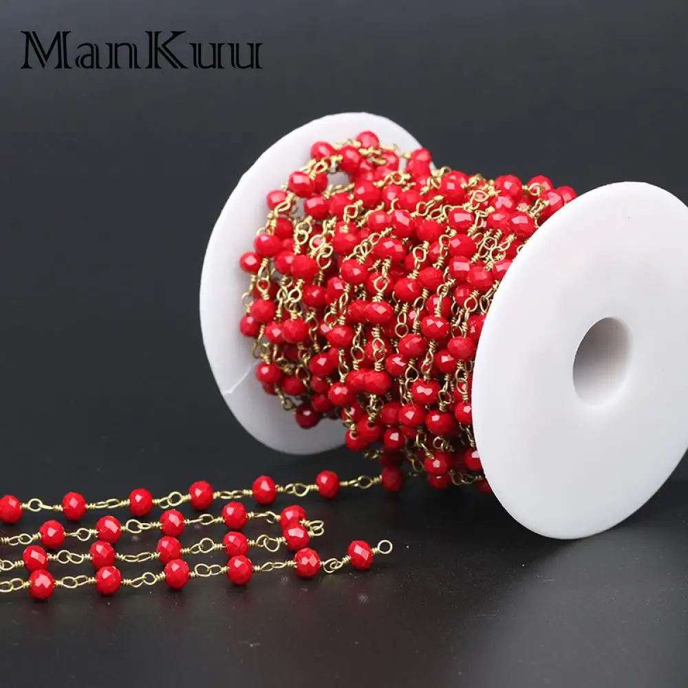 5Meter Red Crystal Rosary Chain Gold Plated Wire Wrap Beaded Chain Faceted Glass Bead DIY Jewelry Accessories Necklace Bracelet
5Meter Red Crystal Rosary Chain Gold Plated Wire Wrap Beaded Chain Faceted Glass Bead DIY Jewelry Accessories Necklace Bracelet