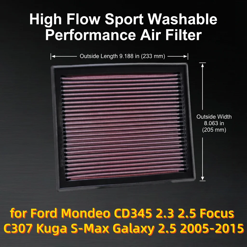 Высокопроизводительный спортивный моющийся воздушный фильтр для Ford Mondeo CD345 2.3 2.5, Focus C307, Kuga, S-Max, Galaxy 2.5 2005-2015, 33-2873
Высокопроизводительный спортивный моющийся воздушный фильтр для Ford Mondeo CD345 2.3 2.5, Focus C307, Kuga, S-Max, Galaxy 2.5 2005-2015, 33-2873