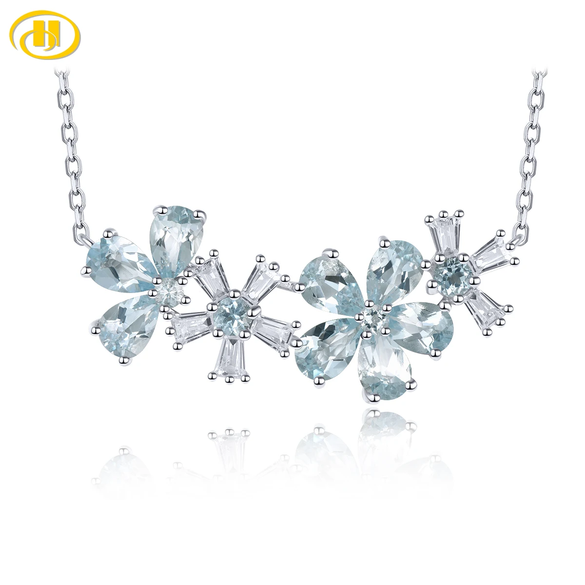 Natural Aquamarine Sterling Silver S925 Necklace 3 Carats Genuine Gemstone Light Blue Flower Romantic Style Women New Year Gifts
Natural Aquamarine Sterling Silver S925 Necklace 3 Carats Genuine Gemstone Light Blue Flower Romantic Style Women New Year Gifts