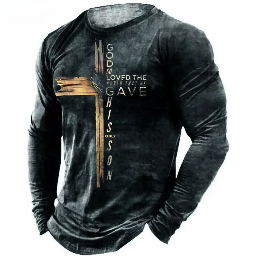 Crucifix Print Graphic T shirts Mens Clothing Vintage T-shirts for Men Round Neck Men's Clothing Vintage Men's Long Sleeve Tops
Crucifix Print Graphic T shirts Mens Clothing Vintage T-shirts for Men Round Neck Men's Clothing Vintage Men's Long Sleeve Tops