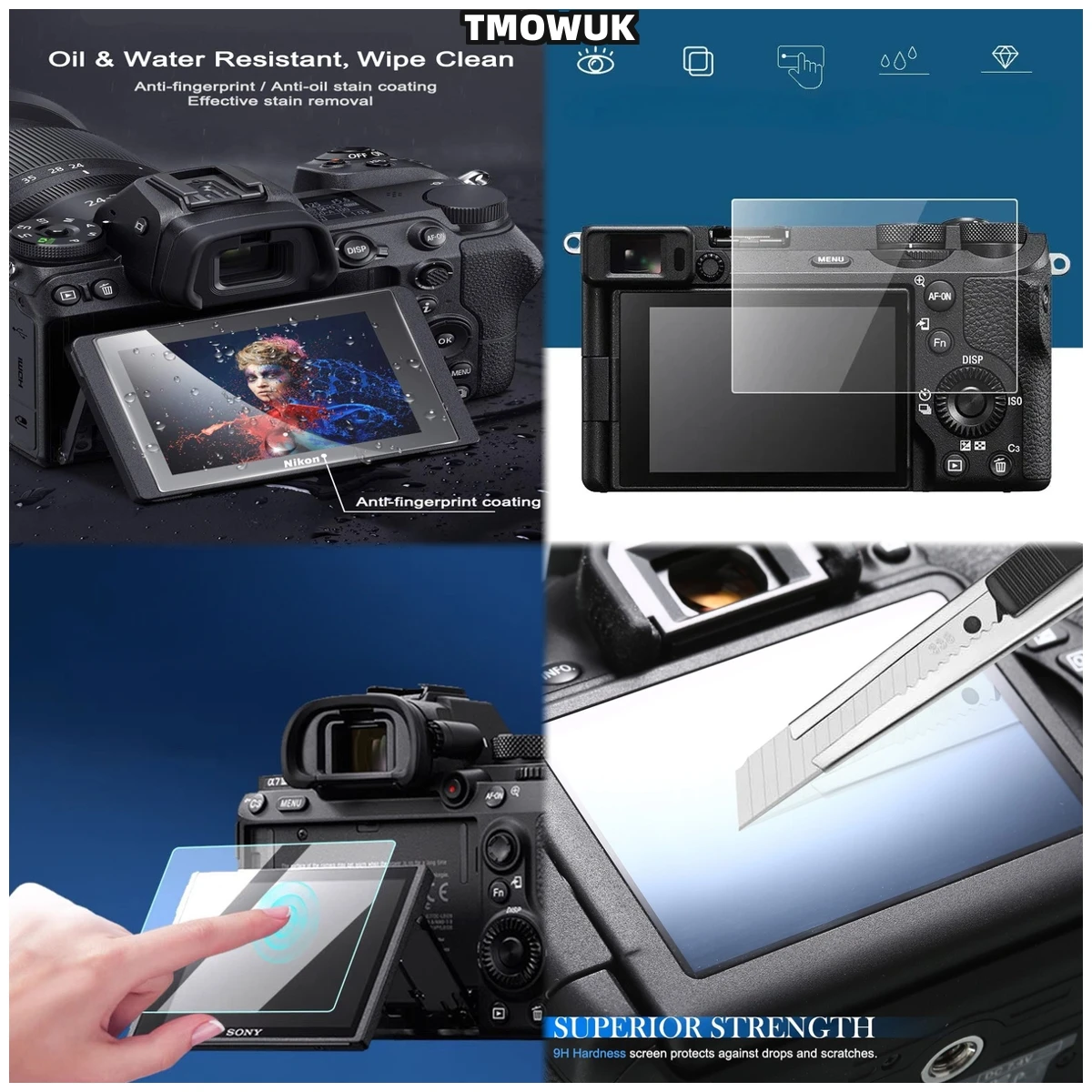 For A7S3 A7R3 A7RM3 A7RMII A7MII A7MIII A7C, Fingerprint-Resistant, High Clarity 9H Glass Film.
For A7S3 A7R3 A7RM3 A7RMII A7MII A7MIII A7C, Fingerprint-Resistant, High Clarity 9H Glass Film.
