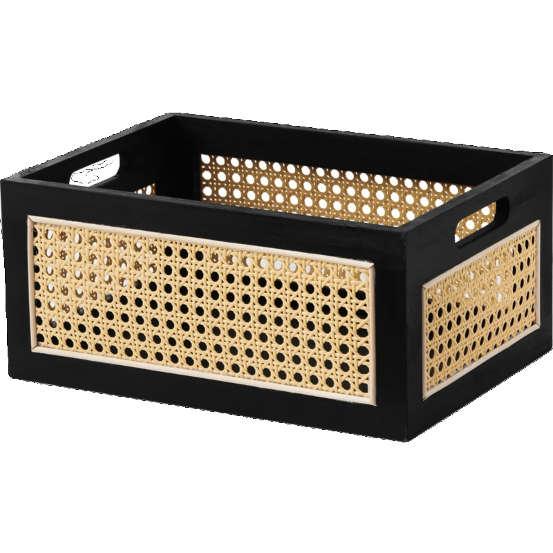 Middle aged rattan storage basket, living room toy book, black desktop wooden box
Middle aged rattan storage basket, living room toy book, black desktop wooden box