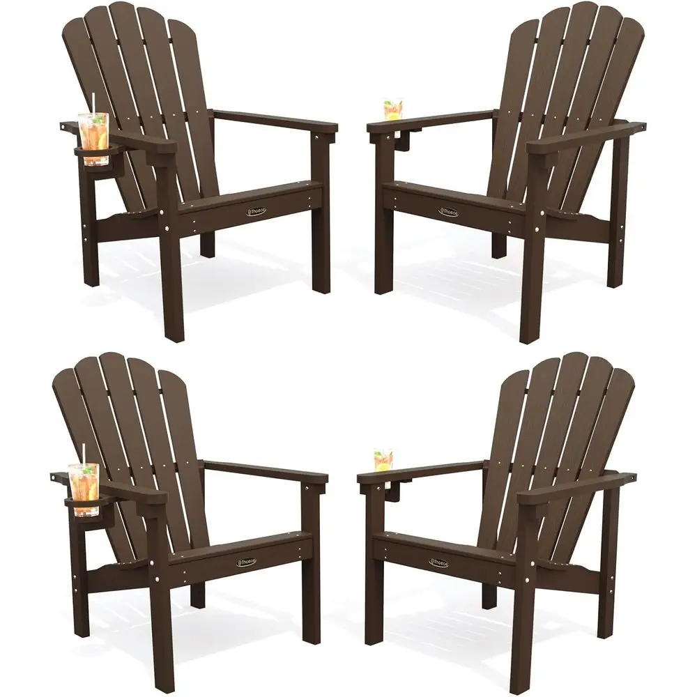 Set of 4 Stackable Adirondack Chairs - Durable HDPE Weather-Resistant Outdoor Patio Chairs with Cup Holders, Brown
Set of 4 Stackable Adirondack Chairs - Durable HDPE Weather-Resistant Outdoor Patio Chairs with Cup Holders, Brown