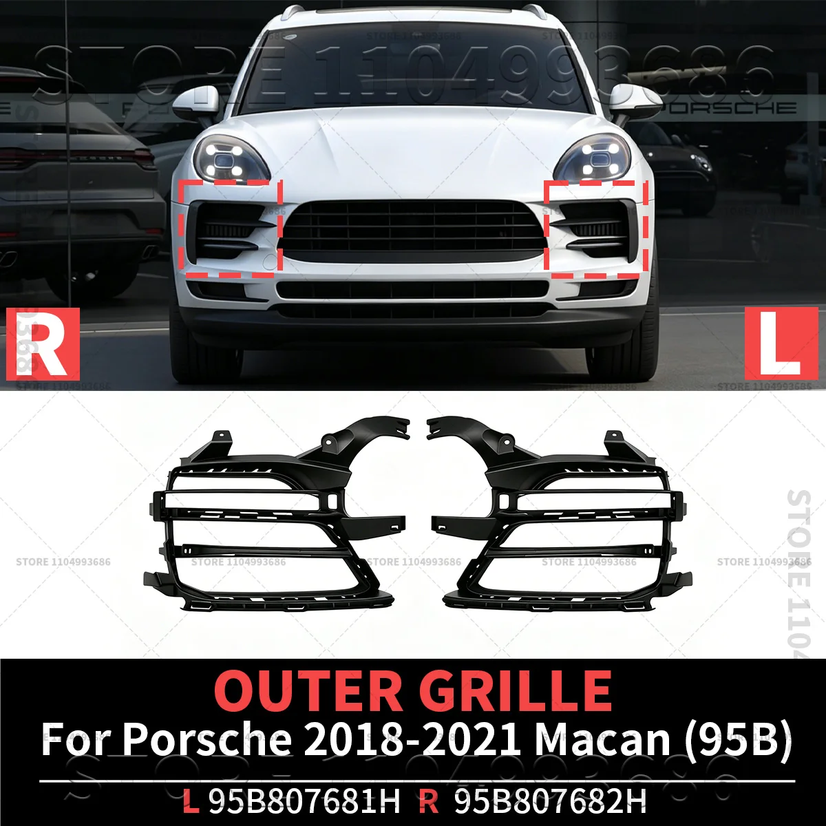 For Porsche 2018 2019 2020 2021 Macan (95B) Front Bumper Fog Light Frame OEM 95B807681H 95B807682H 95B807681H1E0 95B807682H1E0
For Porsche 2018 2019 2020 2021 Macan (95B) Front Bumper Fog Light Frame OEM 95B807681H 95B807682H 95B807681H1E0 95B807682H1E0