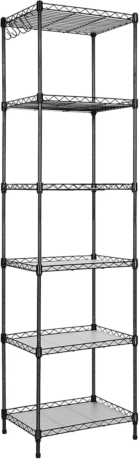 6-Tier Adjustable Wire Shelving Unit with Baskets - Heavy Duty Kitchen Storage Rack, Black, 11.8"D x 15.7"W x 59"H
6-Tier Adjustable Wire Shelving Unit with Baskets - Heavy Duty Kitchen Storage Rack, Black, 11.8"D x 15.7"W x 59"H