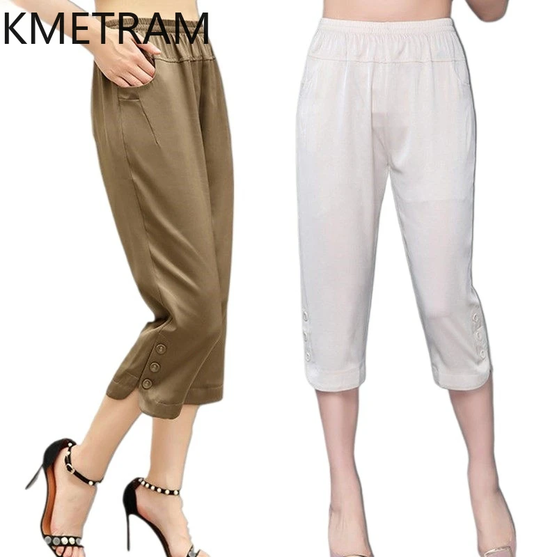 KMETRAM Women' 91% Mulberry Silk Capri Pants Casual Cropped Pants Real Silk Summer Calf-length Trousers 2026 Woman Clothing 여성의류
KMETRAM Women' 91% Mulberry Silk Capri Pants Casual Cropped Pants Real Silk Summer Calf-length Trousers 2026 Woman Clothing 여성의류
