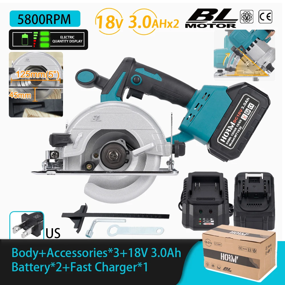 5 Inch Brushless Electric Circular Saw Cordless Board Cutting Machine Woodworking Power Tools 5800 RPM For Makita 18V Battery
5 Inch Brushless Electric Circular Saw Cordless Board Cutting Machine Woodworking Power Tools 5800 RPM For Makita 18V Battery