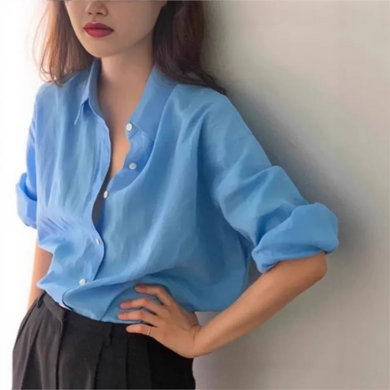 Johnature Blue Linen Shirt Women Autumn New Korean Casual Simple Long-sleeved Casual Shirt Loose Sunscreen Breathable Tops
Johnature Blue Linen Shirt Women Autumn New Korean Casual Simple Long-sleeved Casual Shirt Loose Sunscreen Breathable Tops