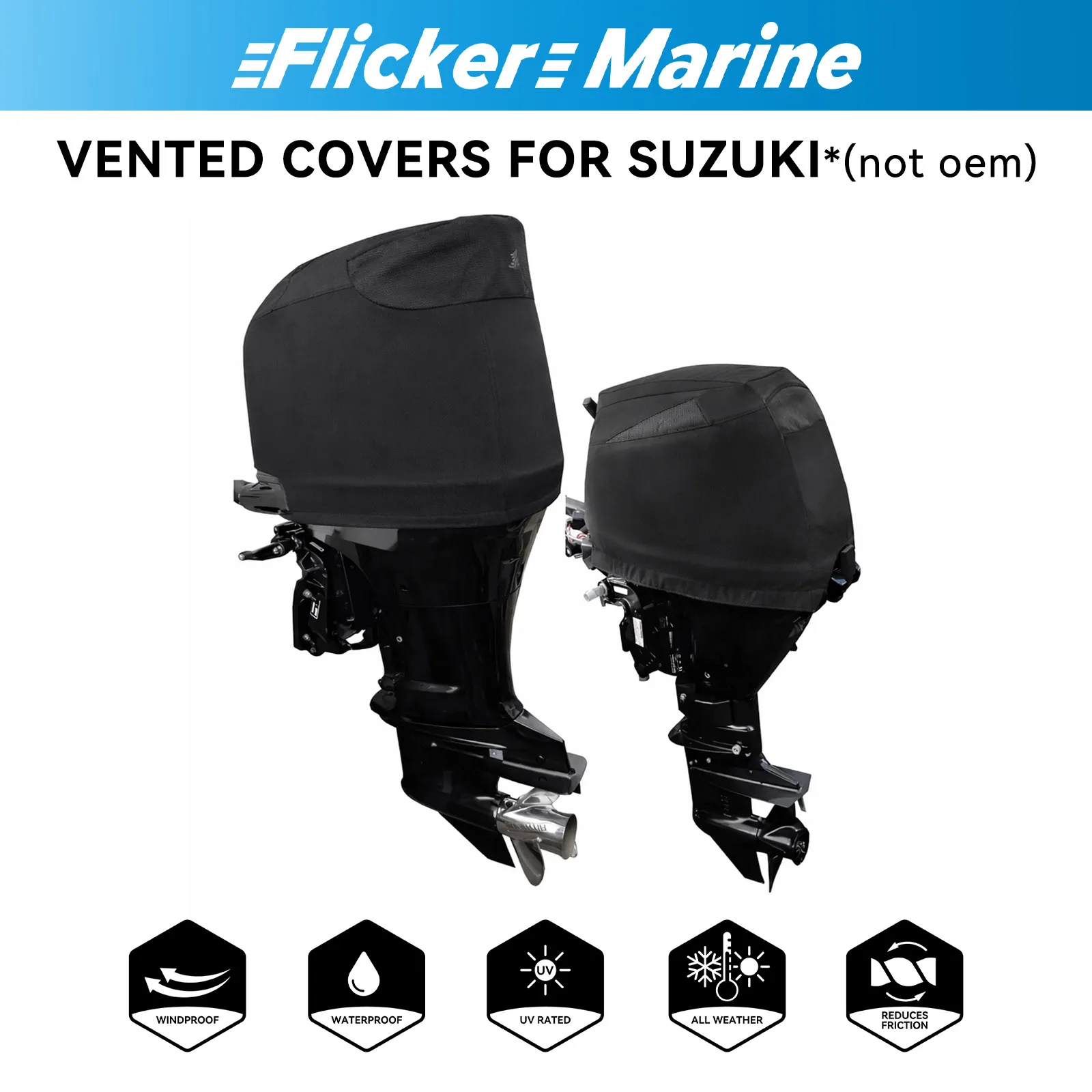Flicker Heavy Duty Vented Engine Cover for Suzuki Outboards | Triple Layer Protection, Flocked Lining, All-Season, Waterproof UV
Flicker Heavy Duty Vented Engine Cover for Suzuki Outboards | Triple Layer Protection, Flocked Lining, All-Season, Waterproof UV
