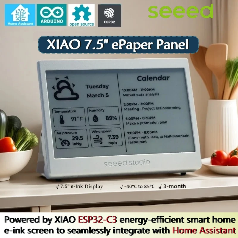 XIAO 7.5" ePaper Panel, epaper screen e-Ink display 800×480, ESP32 Home Assistant 2000mAh 3.7V rechargeable Li-ion battery
XIAO 7.5" ePaper Panel, epaper screen e-Ink display 800×480, ESP32 Home Assistant 2000mAh 3.7V rechargeable Li-ion battery