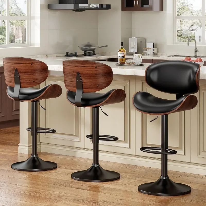 YaFiti Bar Stools Set of 3,Bentwood Adjustable Height Swivel Bar Stools, PU Leather Upholstered Bar Chair with Back and Footrest
YaFiti Bar Stools Set of 3,Bentwood Adjustable Height Swivel Bar Stools, PU Leather Upholstered Bar Chair with Back and Footrest