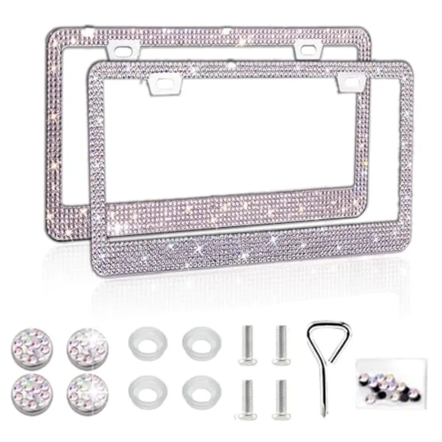 Bling Car License Plate Frame, Sparkly Rhinestone Stainless Steel License Plate Cover, Universal for Most Cars, SUVs, Vehicles
Bling Car License Plate Frame, Sparkly Rhinestone Stainless Steel License Plate Cover, Universal for Most Cars, SUVs, Vehicles