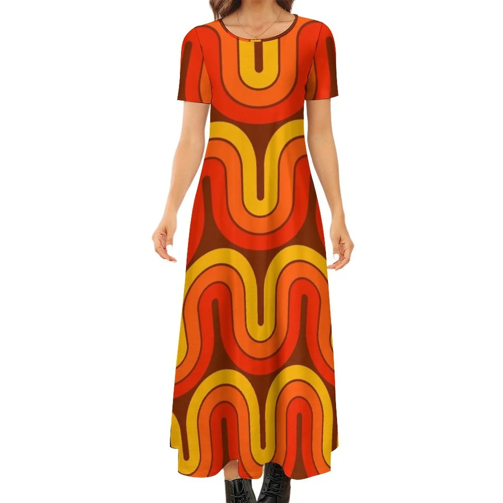 Retro Geometric Gradient Design 839 Round Neck Short Sleeve Dress Elegant gown Women long dress
Retro Geometric Gradient Design 839 Round Neck Short Sleeve Dress Elegant gown Women long dress