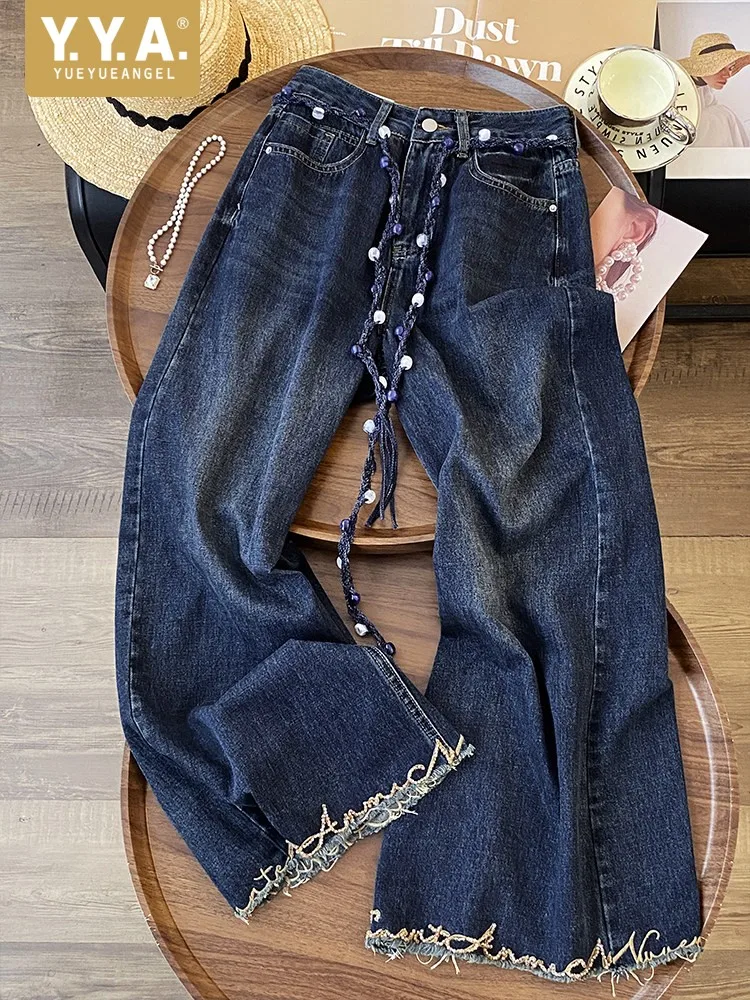 Vintage Women High Waist Belted Wide Leg Straight Pants Streetwear Long Denim Trousers Spring New Retro Tassels Casual Jeans
Vintage Women High Waist Belted Wide Leg Straight Pants Streetwear Long Denim Trousers Spring New Retro Tassels Casual Jeans