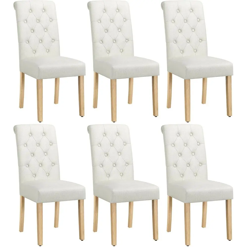 6-Piece Fabric Upholstered Dining Chairs Set with Button-Tufted High Back and Solid Wood Legs for Kitchen/Living Room/Restaurant
6-Piece Fabric Upholstered Dining Chairs Set with Button-Tufted High Back and Solid Wood Legs for Kitchen/Living Room/Restaurant