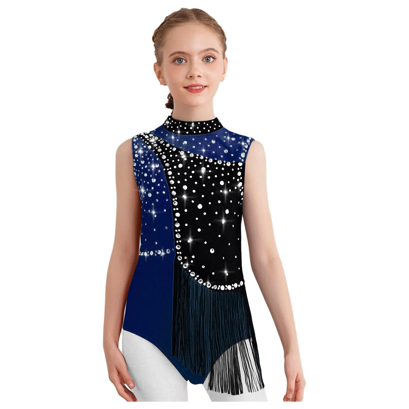 Kids Girls Gymnastics Ballet Modern Dance Leotard Sleeveless Shiny Rhinestones Tassels Bodysuit for Dance Figure Skating Outfits
Kids Girls Gymnastics Ballet Modern Dance Leotard Sleeveless Shiny Rhinestones Tassels Bodysuit for Dance Figure Skating Outfits