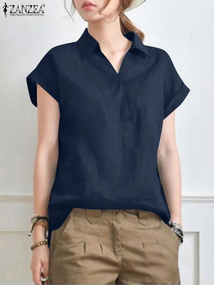 Women Vintage Short Sleeve Blouses 2025 ZANZEA Summer Solid Cotton Shirts Casual Loose Blusas Female Elegant OL Work Tunic Tops
Women Vintage Short Sleeve Blouses 2025 ZANZEA Summer Solid Cotton Shirts Casual Loose Blusas Female Elegant OL Work Tunic Tops