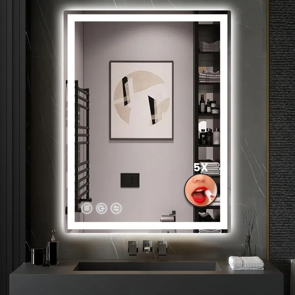 24"x 36" LED Bathroom Mirror with Stepless Dimmable Wall Mirrors with Anti-Fog, Dimmable , Vanity Mirror with 3 Color Mode
24"x 36" LED Bathroom Mirror with Stepless Dimmable Wall Mirrors with Anti-Fog, Dimmable , Vanity Mirror with 3 Color Mode