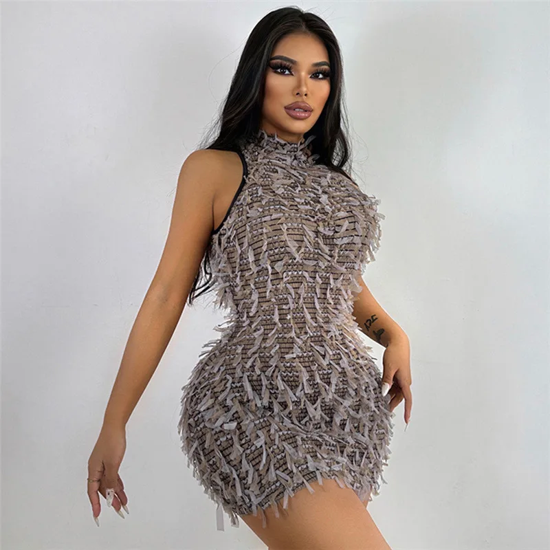 Color Patchwork Fringed Mesh Bodycon Mini Dress Women Summer O-neck Sleeveless Stretchy Slim Casual Y2K Streetwear Club Outfits
Color Patchwork Fringed Mesh Bodycon Mini Dress Women Summer O-neck Sleeveless Stretchy Slim Casual Y2K Streetwear Club Outfits