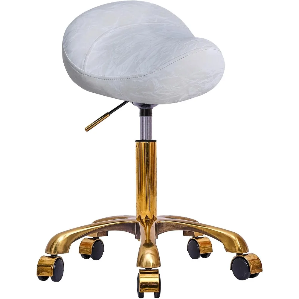 Stool Gold Rolling Stool with Wheels, PU Leather Roller Vanity Chair, Height Adjustable Swivel Saddle Chair for Pedicure,
Stool Gold Rolling Stool with Wheels, PU Leather Roller Vanity Chair, Height Adjustable Swivel Saddle Chair for Pedicure,