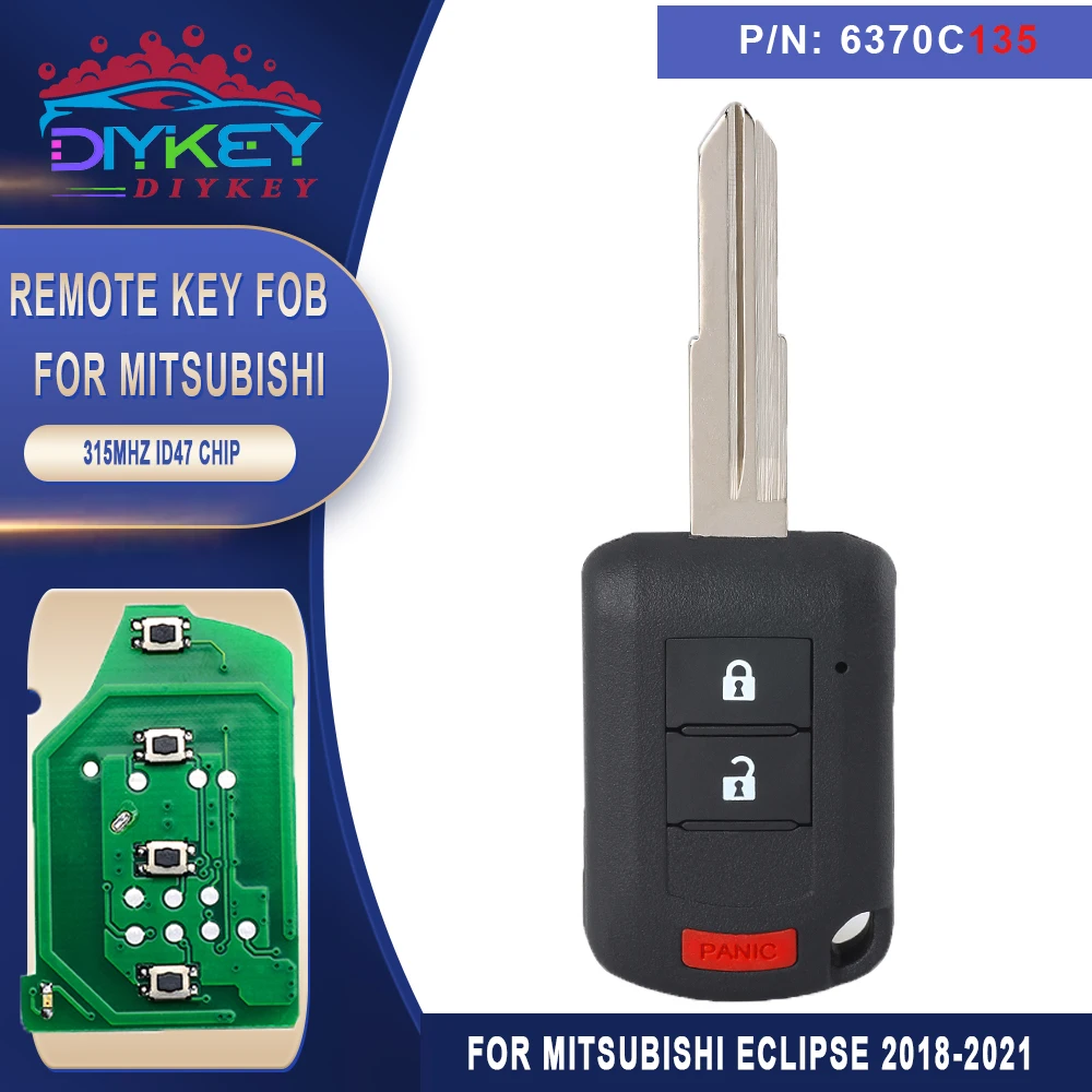 DIYKEY P/N: 6370C135 315MHz ID47 Chip 3 Buttons Remote Head Car Key for Mitsubishi Eclipse 2018 2019 2020 2021 OUCJ166N
DIYKEY P/N: 6370C135 315MHz ID47 Chip 3 Buttons Remote Head Car Key for Mitsubishi Eclipse 2018 2019 2020 2021 OUCJ166N