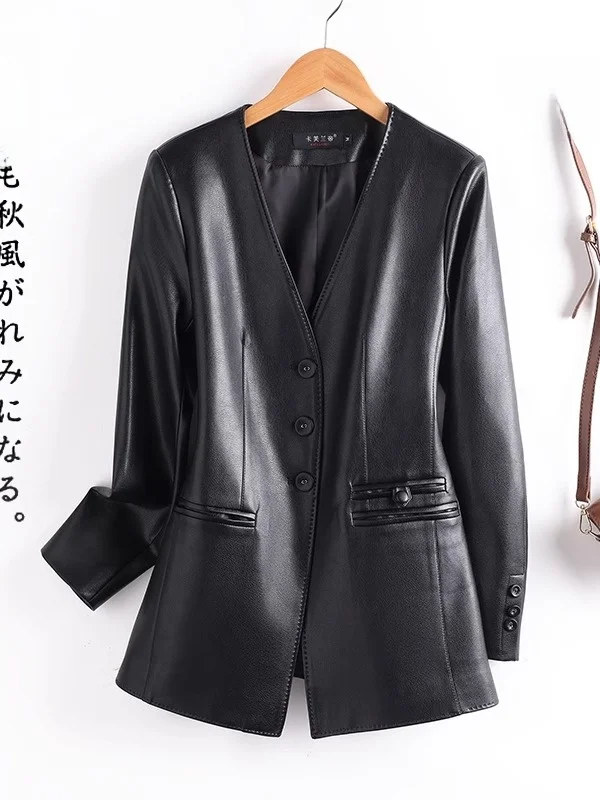 Spring 2025 Women's Slim Fit Medium Length Lamb Leather Jaet Bla Suit Outerwear Small Size Faionable Casual Sle
Spring 2025 Women's Slim Fit Medium Length Lamb Leather Jaet Bla Suit Outerwear Small Size Faionable Casual Sle