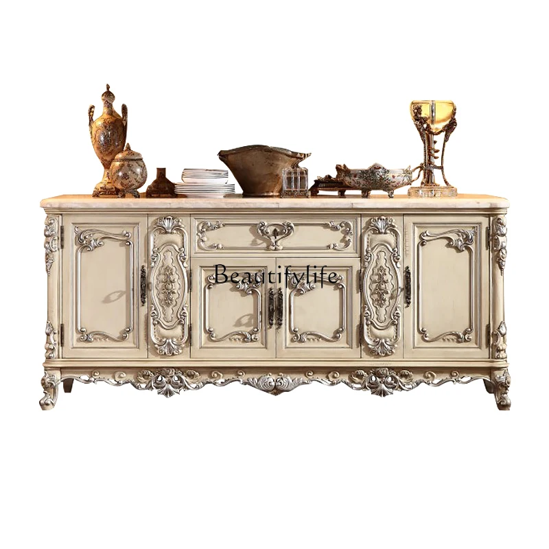 French court silver dining side cabinet European luxury marble tea cabinet
French court silver dining side cabinet European luxury marble tea cabinet