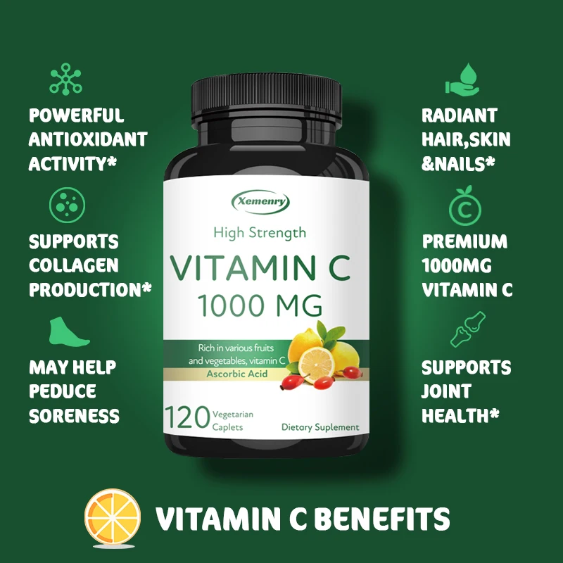 Vitamin C Capsules - Enhances Cellular Energy, Promote Collagen Production, For Skin, Heart and Teeth Health, Boost Immunity
Vitamin C Capsules - Enhances Cellular Energy, Promote Collagen Production, For Skin, Heart and Teeth Health, Boost Immunity