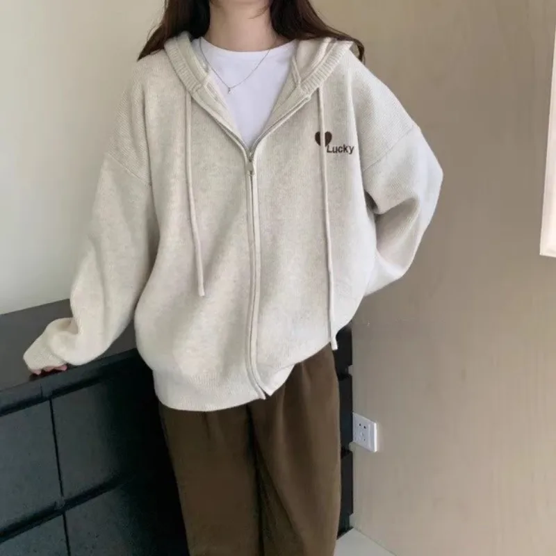 Deeptown Zip Up Hooded Knitted Cardigan Women Heart Graphic Embroidery Sweater Muje Casual Loose Korean Style Long Sleeve Tops
Deeptown Zip Up Hooded Knitted Cardigan Women Heart Graphic Embroidery Sweater Muje Casual Loose Korean Style Long Sleeve Tops