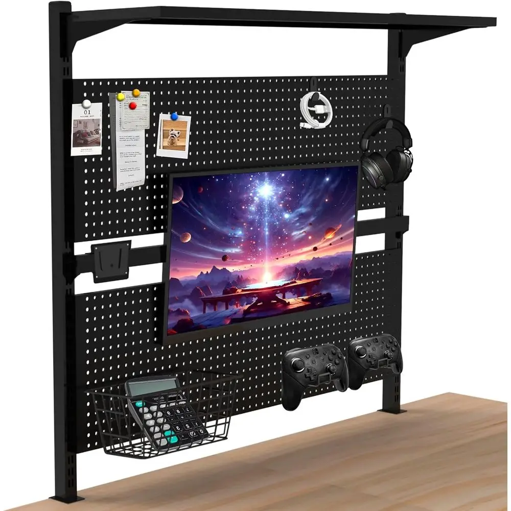 Настольная перфорированная доска с 2 подставками для монитора, стальная перфорированная доска 42 x 35 дюймов для стола, черная
Настольная перфорированная доска с 2 подставками для монитора, стальная перфорированная доска 42 x 35 дюймов для стола, черная