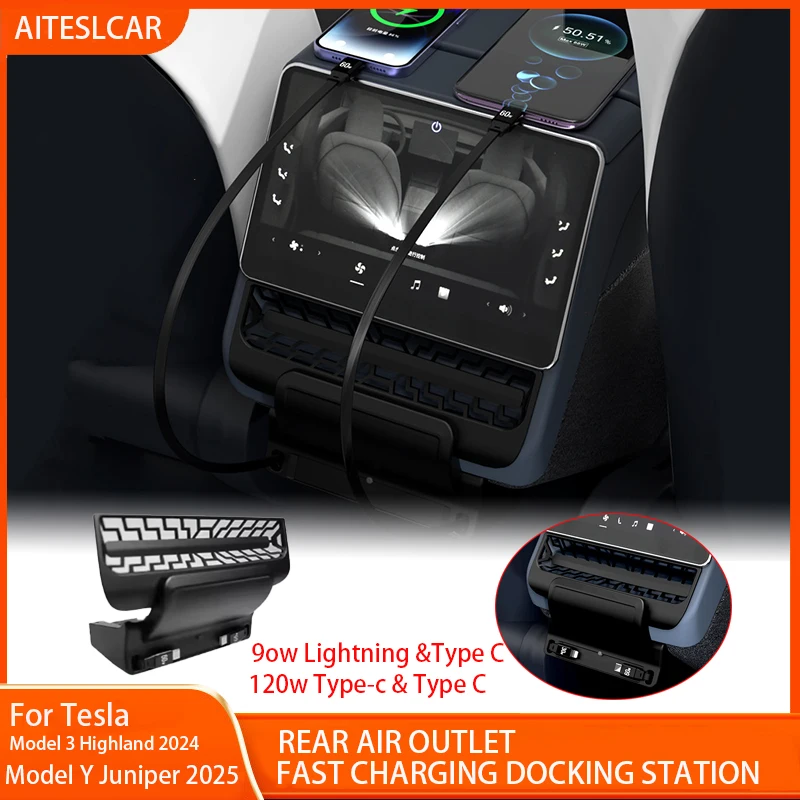 Rear screen expansion dock For Tesla Model Y Juniper 2025 Model 3 Highland 2024 Rear Air Vent HUB Fast charging telescopic Cable
Rear screen expansion dock For Tesla Model Y Juniper 2025 Model 3 Highland 2024 Rear Air Vent HUB Fast charging telescopic Cable
