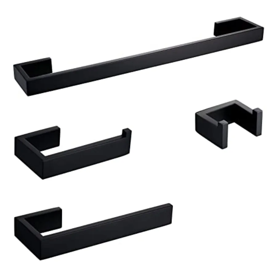Bathroom Hardware Set 4 Pieces, Bath Towel Holder Set SUS304 Stainless Steel, Towel Bar Rack Set for Wall Mounted, Square Bathr
Bathroom Hardware Set 4 Pieces, Bath Towel Holder Set SUS304 Stainless Steel, Towel Bar Rack Set for Wall Mounted, Square Bathr