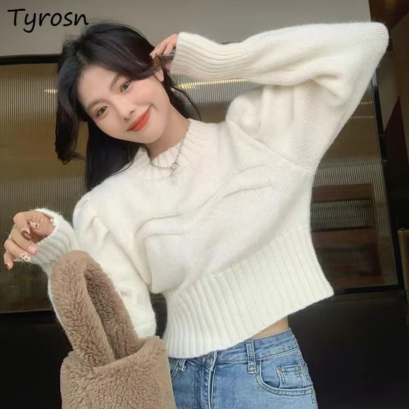 Women Pullovers Puff Sleeve Hot Cropped Sweaters Sexy Femme Solid Ulzzang Tricot Warm Cool Girls All-match Sueter Fall Winter
Women Pullovers Puff Sleeve Hot Cropped Sweaters Sexy Femme Solid Ulzzang Tricot Warm Cool Girls All-match Sueter Fall Winter