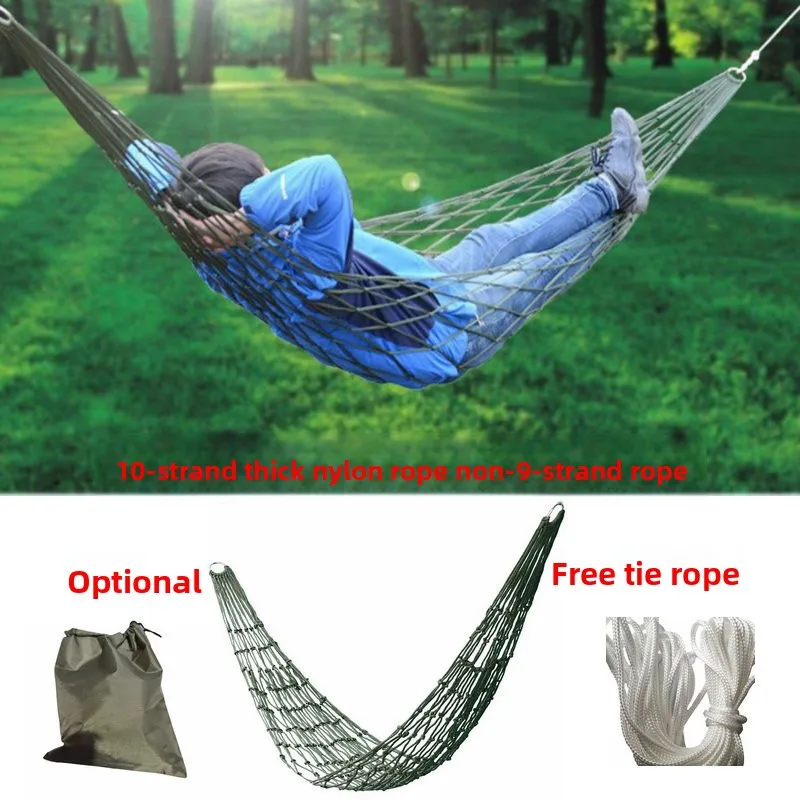 Outdoor Camping Hammock with Thick Mesh Nylon Rope Single Hammock Swing Leisure Anti-Turnover Hammock Mesh Tree Bed
Outdoor Camping Hammock with Thick Mesh Nylon Rope Single Hammock Swing Leisure Anti-Turnover Hammock Mesh Tree Bed
