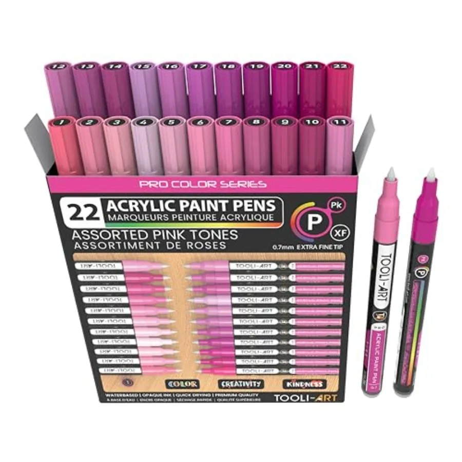 Acrylic Paint Pens 22 Pink Tones Assorted Pro Color Series Markers Set 0.7mm Extra Fine Tip for Rock Painting Glass Mugs Wood M
Acrylic Paint Pens 22 Pink Tones Assorted Pro Color Series Markers Set 0.7mm Extra Fine Tip for Rock Painting Glass Mugs Wood M