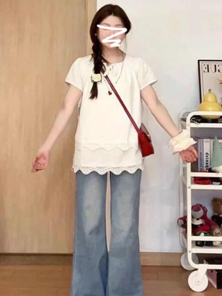 White Lace Short Sleeve Shirt Women's Summer 2025 New Miu Series Fashionable Hollow out Bordered Design Korean Style Loose Fit
White Lace Short Sleeve Shirt Women's Summer 2025 New Miu Series Fashionable Hollow out Bordered Design Korean Style Loose Fit