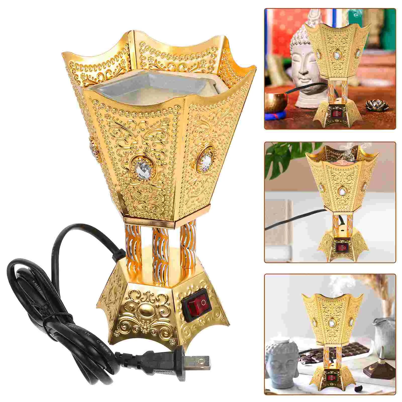 Electric Incense Burner Retro Censer Household Therapy Decorative Vintage Metal Peaceful Atmosphere Reusable Compact Size
Electric Incense Burner Retro Censer Household Therapy Decorative Vintage Metal Peaceful Atmosphere Reusable Compact Size
