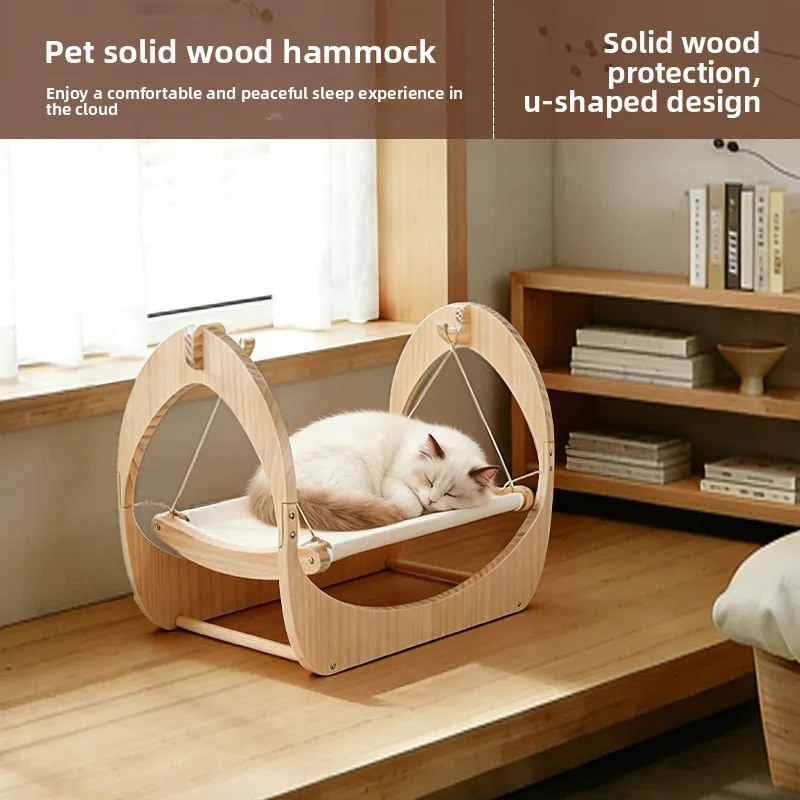 Wooden Cat Swing Bed, Hanging Cat Hammock Chair for Indoor Cats All Seasons Use
Wooden Cat Swing Bed, Hanging Cat Hammock Chair for Indoor Cats All Seasons Use