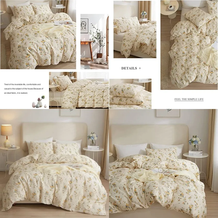 3 Pieces Duvet Cover Full Size White Duvet Cover with Green Floral Print, Soft Cotton Comforter Cover Boho Style, Aesthetic Ful
3 Pieces Duvet Cover Full Size White Duvet Cover with Green Floral Print, Soft Cotton Comforter Cover Boho Style, Aesthetic Ful