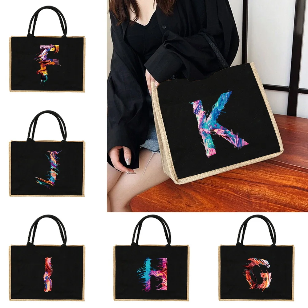 Basic Burlap Carryall Paint Letter Series With Black Handle Design And Natural Finish For Daily Commutes And Short Journeys
Basic Burlap Carryall Paint Letter Series With Black Handle Design And Natural Finish For Daily Commutes And Short Journeys